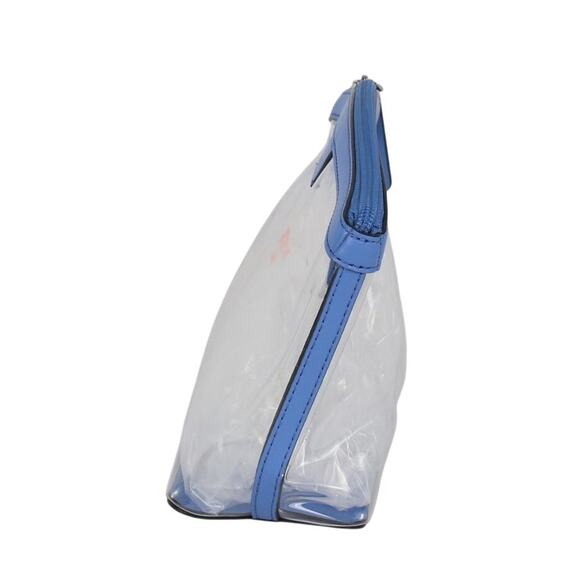 Kate Spade Sabine Medium Cosmetic Pouch in Clear PVC With Blue Trim - Picture 4 of 6